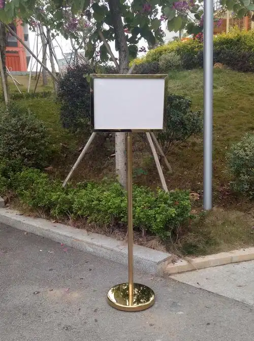 不锈钢立式双面指示牌水牌展示架a3a4广告牌落地导向牌迎宾牌 a4钛金