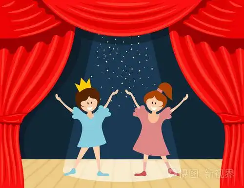 抽象的儿童剧团.在 th 舞台上的小女孩