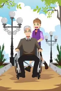 爷爷孙子卡通图片