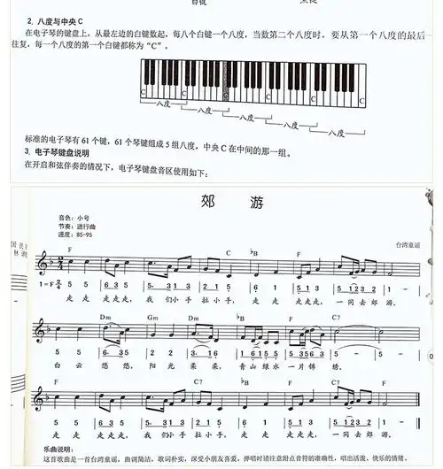 新版经典儿歌电子琴弹唱简谱五线谱对照版少儿初学电子琴谱入门教程书