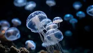 美丽海洋中水母的摄影