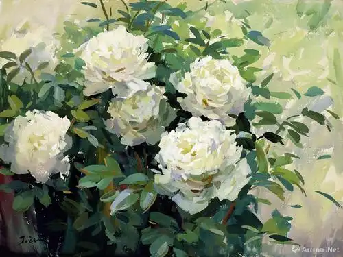 《家在洛阳 如玉的牡丹》_水粉水彩花卉作品在线展_杨健健作品展_杨健