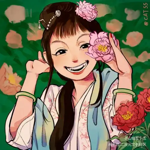 云落芍药裀_红楼梦古风平涂史湘云绘画作品