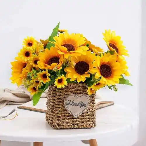 向日葵仿真花束摆设干花手捧假花客厅大束落地装t饰餐桌面花艺摆