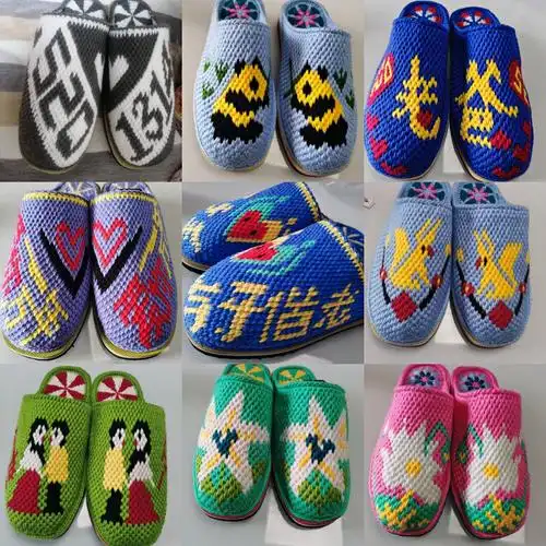 拖鞋手工新款毛线编织居家婚嫁陪嫁情侣成品居家凉拖