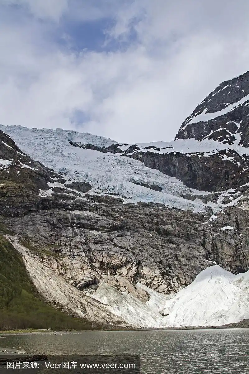 约斯特谷冰原,垂直画幅,水,山,冰河