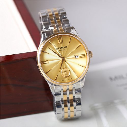 正品reimah雷迈手表男表女表情情侣奢华24k金真钻国产腕表