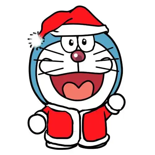 圣诞节快乐卡通动漫可爱头像蓝胖子叮当
