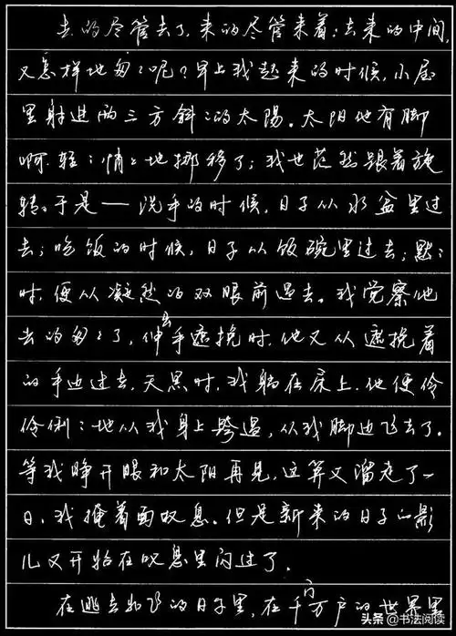 朱自清散文集摘抄-硬笔行书-朱自清散文《匆匆》摘抄