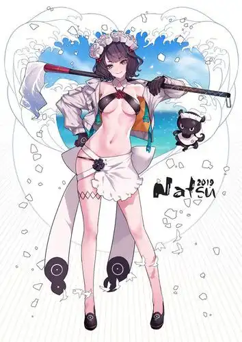 夏天才有的比基尼少女插画