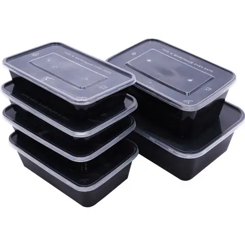 500ml长方形黑色一次性餐盒外卖打包盒快餐便当盒整箱