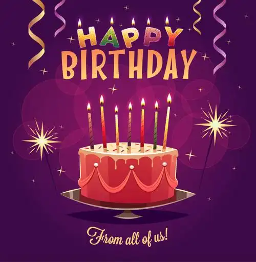 创意矢量粉色装饰花卉元素的生日贺卡设计