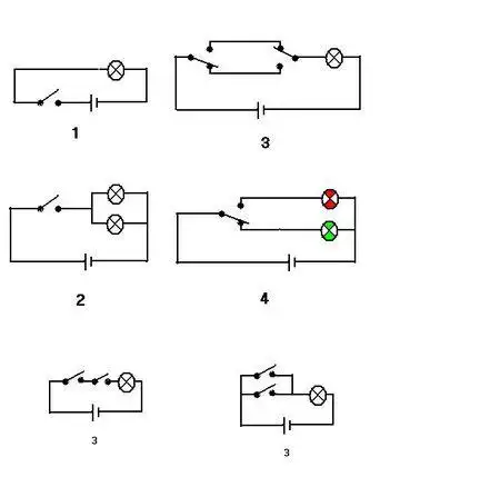 两个小电珠同时亮 3,用两个开关控制一个小电珠的亮与灭 4,设计红绿灯