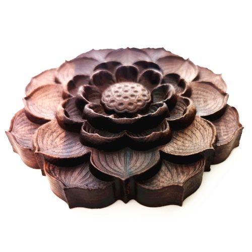 荷花木雕实木浮雕定制家具贴花莲花木艺雕花木雕