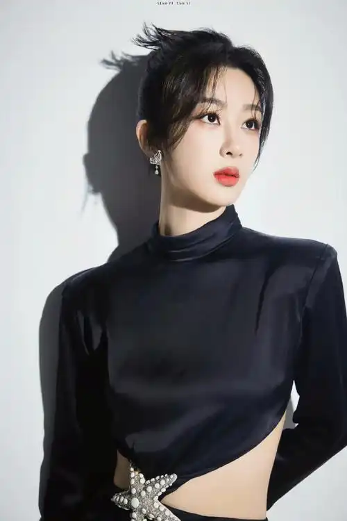 杨紫##杨紫黑色闪钻镂空裙