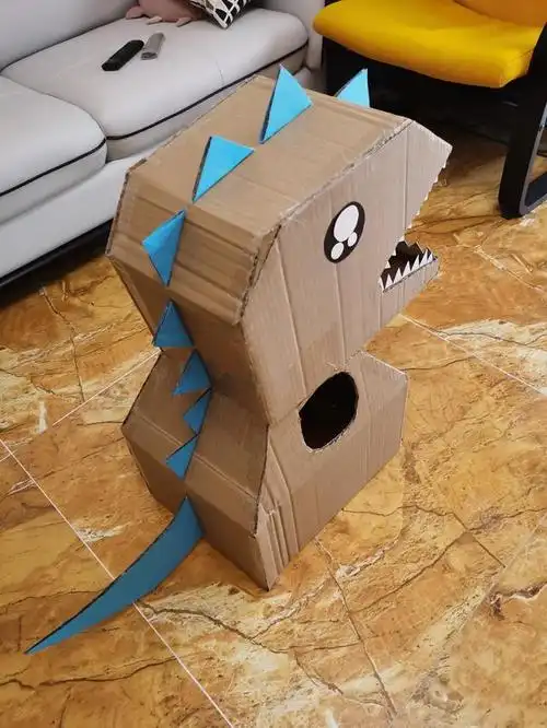 快递箱不要丢,5步给娃做只恐龙,隔壁小孩羡慕哭了