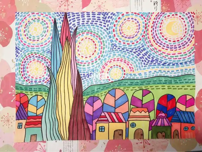 儿童画这个是马克笔版星空