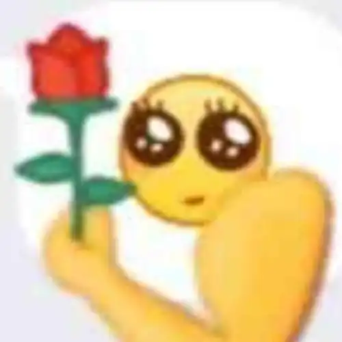 黄脸手持玫瑰花表情包