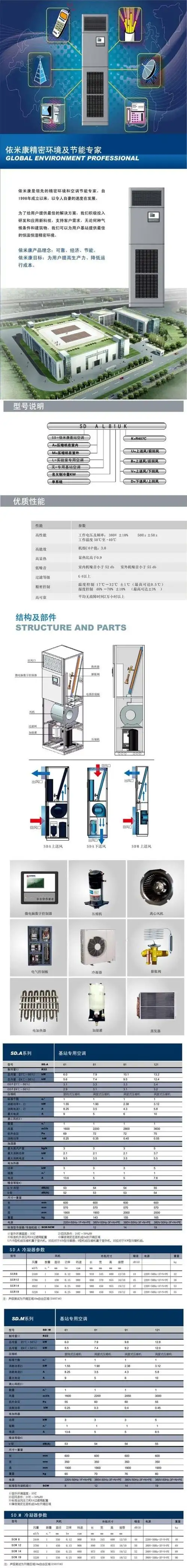 依米康精密空调sda121u恒温恒湿上送风12.5kw机房空调5p机房