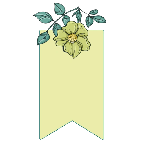 矢量图手绘绿色花朵吊旗边框