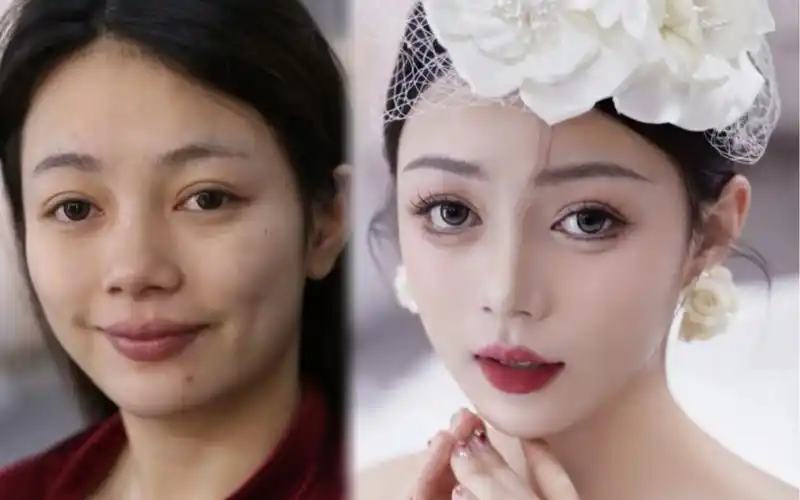 新娘妆前妆后对比,化妆师有魔法嘛?