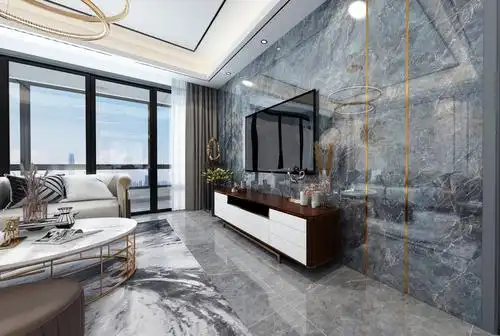 现代轻奢风|装修设计案例,大理石材质的电视背景墙极具高级感!