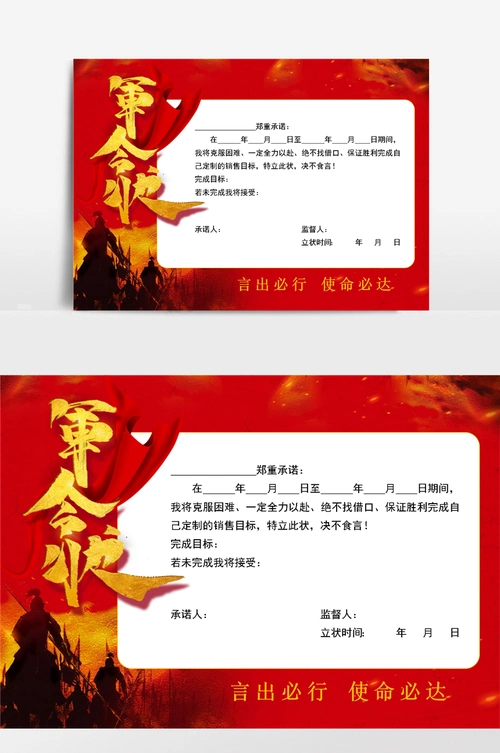 业绩目标军令状海报
