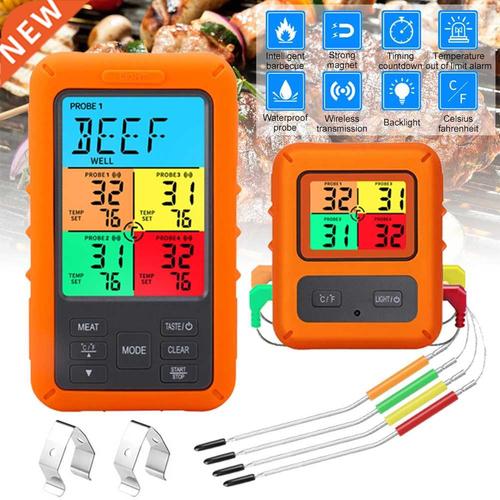 wireless digital meat thermometer with 4 probes remote food