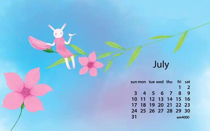 2016年7月日历《艾玩兔》哲理插画可爱卡通兔壁纸 第一辑