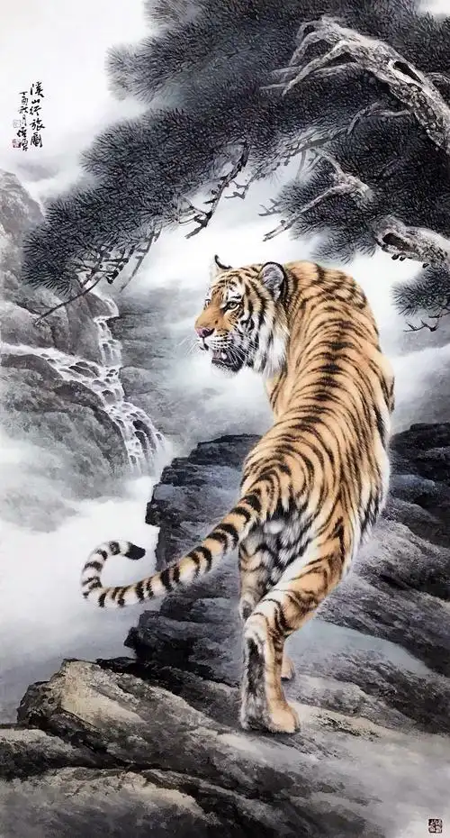 殷明尚生宣新工笔画虎技法步骤图