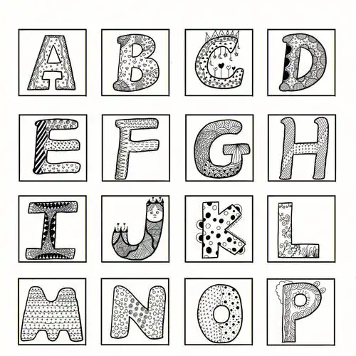 字母简笔画线条装饰字母