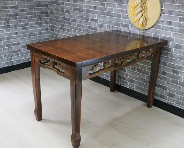 面馆饭店餐馆仿古实木餐桌椅组合新中式八仙桌长方形复古四方桌子定制