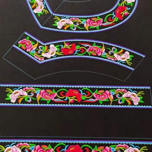 新款连袖单边少数民族服装领子绣花绣片花边花纹名族风苗族刺绣