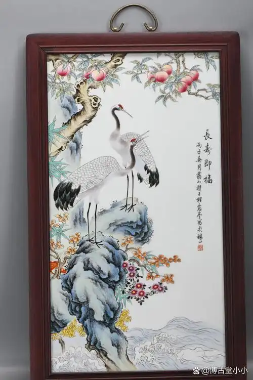 民国珠山八友程意亭粉彩瓷板画,长62厘米,宽37厘米