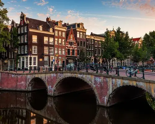 阿姆斯特丹,荷兰,城市桥梁,河流,房屋 桌布 - 1280x1024