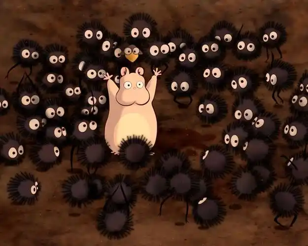 " 煤炭君和变形的小萌鼠~《千与千寻》#宫崎骏的小世界