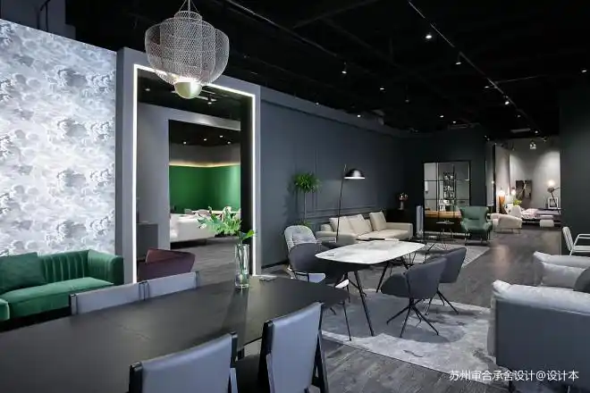 18万元商业展示450平米装修案例_效果图 - 简约现代家具展厅 - 设计本