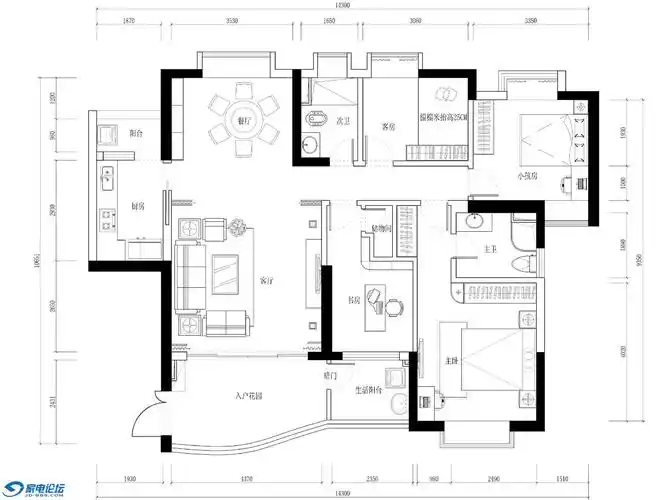 建筑面积150平新房平面图请广大坛友指教装修事项