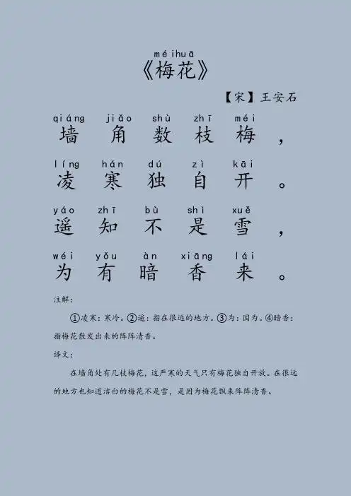 古诗梅花王安石 拼音 - 百度文库