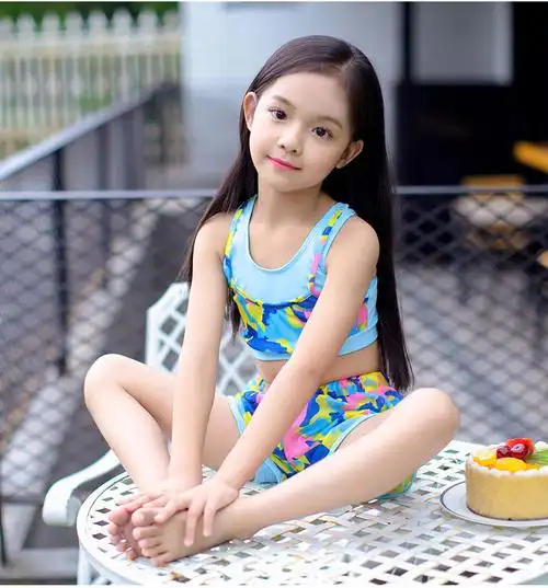 儿童泳衣女孩防晒分体三件套中大童女童游泳