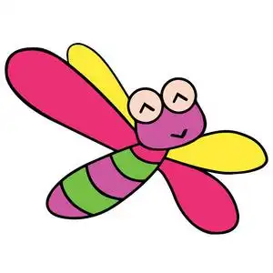 可爱的卡通蜻蜓在白色背景上为孩子们打印t恤彩色书有趣和友好的性格