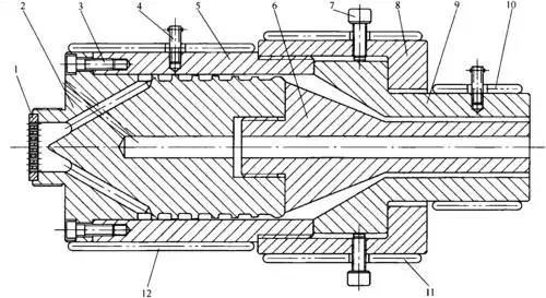 解决其管道高承压要求而特别设计的挤管机 头,具有结构简单,共用性强