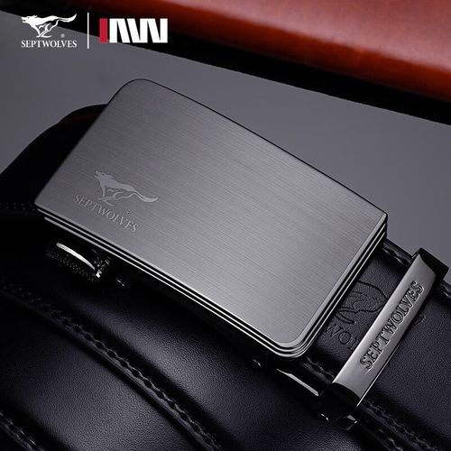 七匹狼男士皮带真皮自动扣男人腰带品牌简约商务牛皮卡槽加宽款裤带