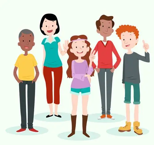 5个卡通笑脸人物设计矢量素材