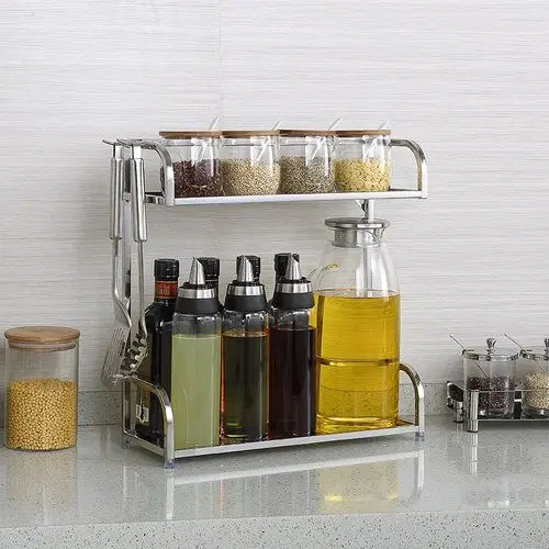 304不锈钢厨房置物架省空间调味架调料架酱油醋免打孔收纳架壁挂_7折