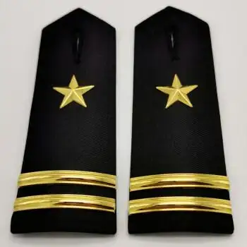 金属五角星弧型肩章海员船员保安演出乐队绣花硬软套肩筒套黑肩章金属