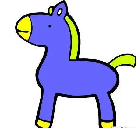 马的简笔画头像彩色