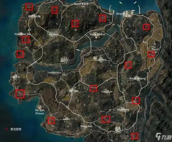 在绝地求生这款游戏中,泰戈密室的位置是在泰戈地图的房区里面.