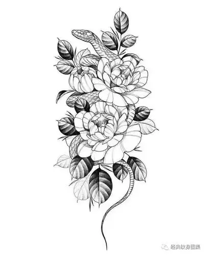 动物与素花纹身