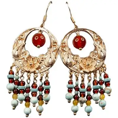 玲珑羽钿原创唐制敦煌域名族风流苏古风服饰品玛瑙耳环